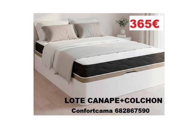 LA MEJOR OFERTA Lote de canapé y colchón en color blanco y negro, precio 365€.